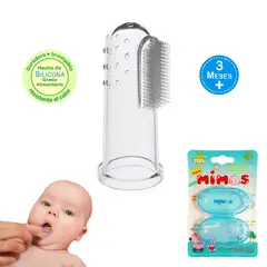 MIMOS - Cepillo Dedal de Silicona AZUL - Cuidado Bucal para Bebés