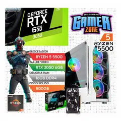 NVIDIA - Computadora PC GAMER Ryzen 5 5500 + RAM 16GB + SSD 500GB + VIDEO RTX 3050 6GB