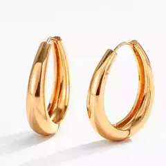 GENERICO - Arete Argolla acanalada Gold Rose Chuncky