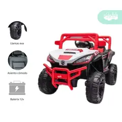 GENERICO - Carrito a Batería para niño Modelo Moster color Rojo con Blanco