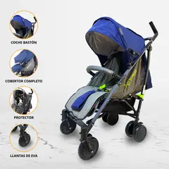 BABY GO - Coche Bastón Deportivo para Bebé «NITRO» Blue Gray