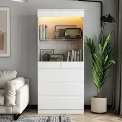 TU MESITA - Vitrina Moderna Jirá Color Blanco 3 cajones 2 puertas