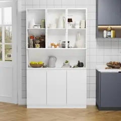 TU MESITA - Vitrina de Cocina Malcom color Blanco 6 puertas