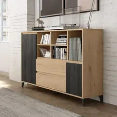 TU MESITA - Aparador Multiusos Rocha color DunaNegro 2 puertas 2 cajones