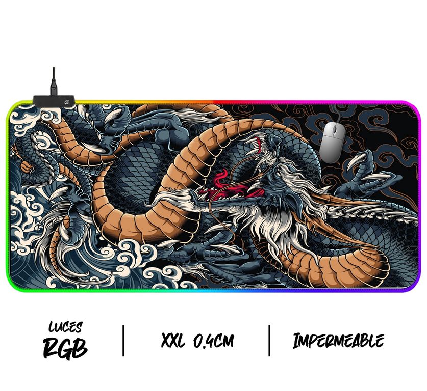 Mouse Pad Gamer RGB Speed XXL Dragon rayo