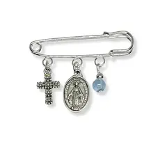 SANTORAL - Broche Imperdible Medalla Milagrosa - Celeste