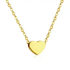 GENERICO - Collar Corazón Abultado Acero Inoxidable Baño Oro 18K Mujer