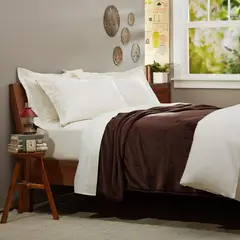 GENERICO - Manta dos plazas arrullo de felpa de terciopelo suave marrón