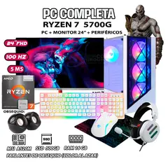AMD - Computadora PC GAMER DRAGON Ryzen 7 5700G RAM 16GB SSD 500GB MONITOR 24" FHD