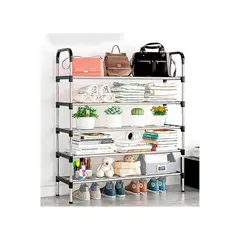 GRETAIL - Zapatera organizador de aluminio 6 niveles negro.