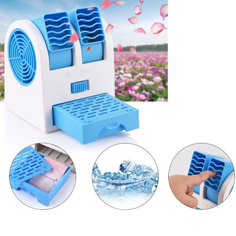 Mini Ventilador Ambientador Usb Portatil Aire Acondicionado - Azul