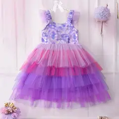 GENERICO - VESTIDO PARA NIÑA MODELO CASUAL - CON CAPAS DE TUL