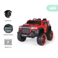 GENERICO - Carrito a Batería para niño Modelo Moster Rojo
