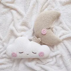 BE CRAFTY - Pack x2 Cojines para Cuna de Bebé Nube y Luna