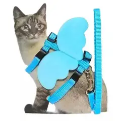 GENERICO - Correa Pechera Arnés para Gatos Color Celeste