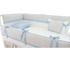 GENERICO - Set De Cuna - Diseño Zig Zag Niño- celeste