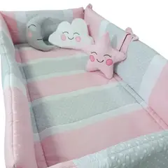 GENERICO - Set De Cuna - Diseño Tricolor Rosado - Niña