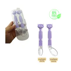 SANTOLEE - SET DE CUCHARA DE SILICONA OSITO - Morado