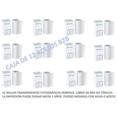 PERIPAGE - 12 ROLLOS DE STICKER TRANSPARENTE FOTOGRAFICO TERMICO - B2B