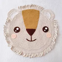 BE CRAFTY - Alfombra para Decoración Infantil León Crema Algodón Hipoalergénico