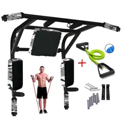 HOLGU - Barra Paralelas 15 EN 1 Soporte 350kg + Liga de Resistencia