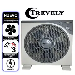 TREVELY - Ventilador de MesaTrevely 3V 45 Watts con Temporizador VT-12A