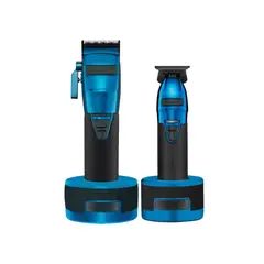 BARBEROLOGY - Pack BARBERology, Cortadora, Patillera y Bases de carga Boost+ Blue Chrome