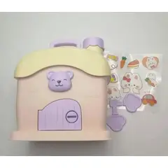 GENERICO - ALCANCIA CASA DE OSO ROSADO CON STICKERS