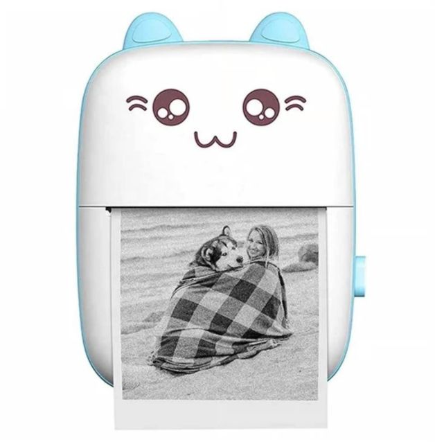 Mini Impresora Portatil Kawai Recargable con Bluetooth Celeste