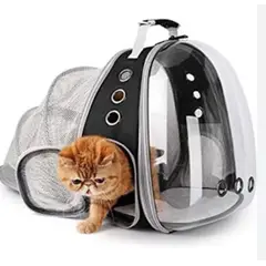 GENERICO - Mochila Para Gato Mascotas Perro Todo Transparente - NEGRO