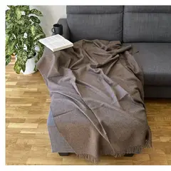 GENERICO - Manta Frazada Marrón Oscuro - 100% Baby Alpaca