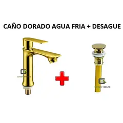 IMPORTADO MC - GRIFERIA 15CM DORADO AGUA FRIA + DESAGUE DORADO