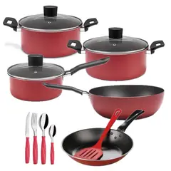 BRINOX - Juego de Ollas 32 Piezas Garlic Rojo