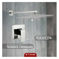 STONE - COMBO DUCHA ESPAÑOLA 8 C/BRAZO TENERIFE” + MEZCLADORA CROMADA-STONE