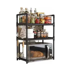 GENERICO - Estante Organizador De Cocina Para Microondas 3 niveles Negro
