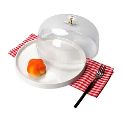 INSPIRA - Porta Torta Bandeja de Porcelana con Tapa de Acrílico