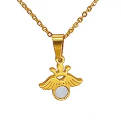 GENERICO - Collar Dije Corona Alas De Ángel En Acero Con Nácar