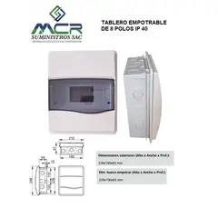 GENERICO - TABLERO EMPOTRABLE DE 8 POLOS IP 40 PESADO