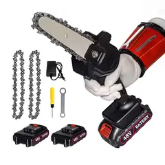 GENERICO - Moto Sierra Electrica Inalambrica 2 Baterias de Litio 48v + 2 Cadenas