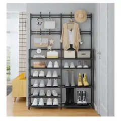 GRETAIL - Zapatera Perchero Organizador 8 Niveles Doble New Model Negra