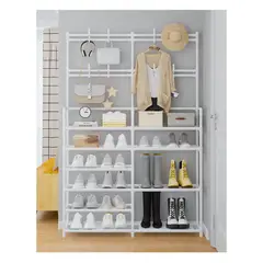 GRETAIL - Zapatera Perchero Organizador 8 Niveles Doble New Model Blanca