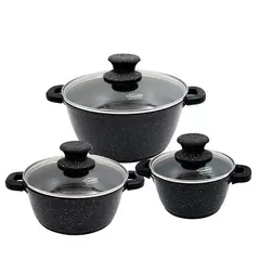 VALESKA - SET OLLAS ROCA VOLCANICA 06 PIEZAS