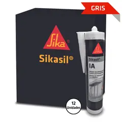 SIKA - Pack 12 Und de Silicona para Vidrios Sikasil IA Gris 280 ml