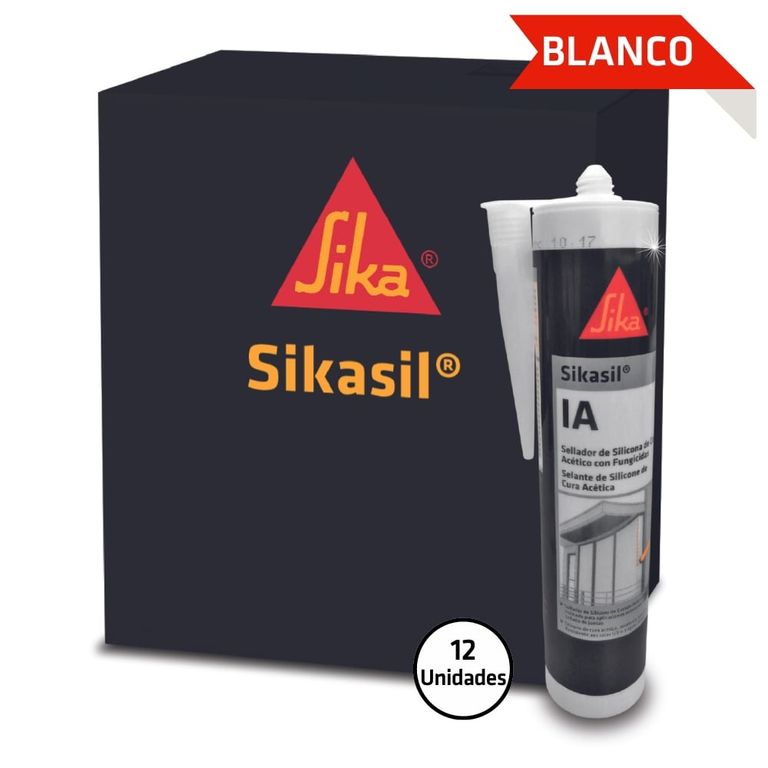 Pack 12 Und de Silicona para Vidrios Sikasil IA Blanco 280 ml