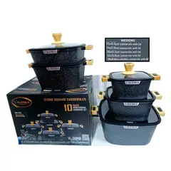 VALESKA - Set de Ollas Roca Volcanica NEGRO10 pc