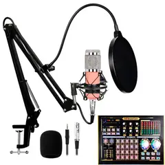 OEM - Kit Micrófono BM 800 Rosado más interfaz de audio N8 con Phantom Power