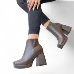 GENERICO - Botin mujer elegante taco 7 1299P-70 color marron.-