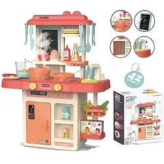 GENERICO - COCINITA STRAWBERRY CON SONIDOS Y LUCES INCLUYE 42 PIEZAS