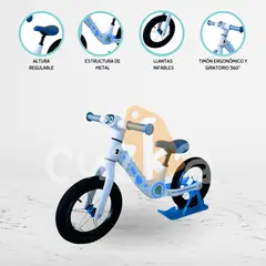 CUZKA - Bicicleta de Equilibrio »DINOSAURIO» Exclusive LIGHT BLUE