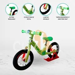 CUZKA - Bicicleta de Equilibrio »DINOSAURIO» Exclusive GREEN